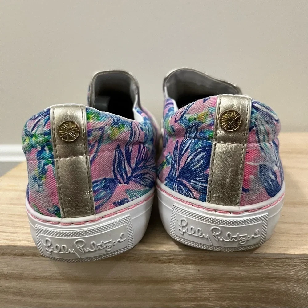 Lilly Pulitzer Julie‎ Pink & Blue Preppy Floral Slip On Canvas Sneakers 9